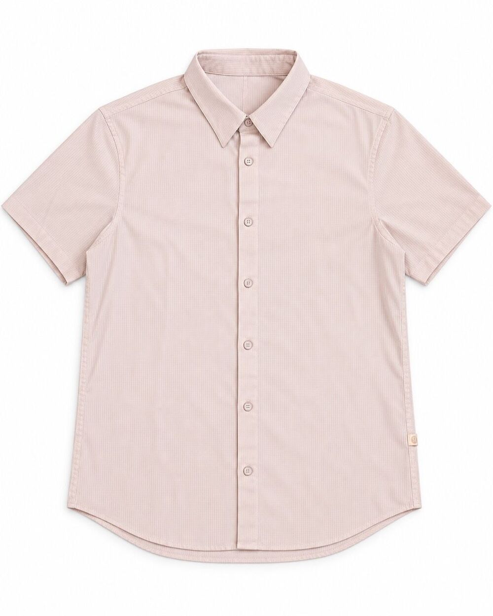 Lululemon Airing Easy Men’s Pink Micro Grid Short Sleeve Button Up